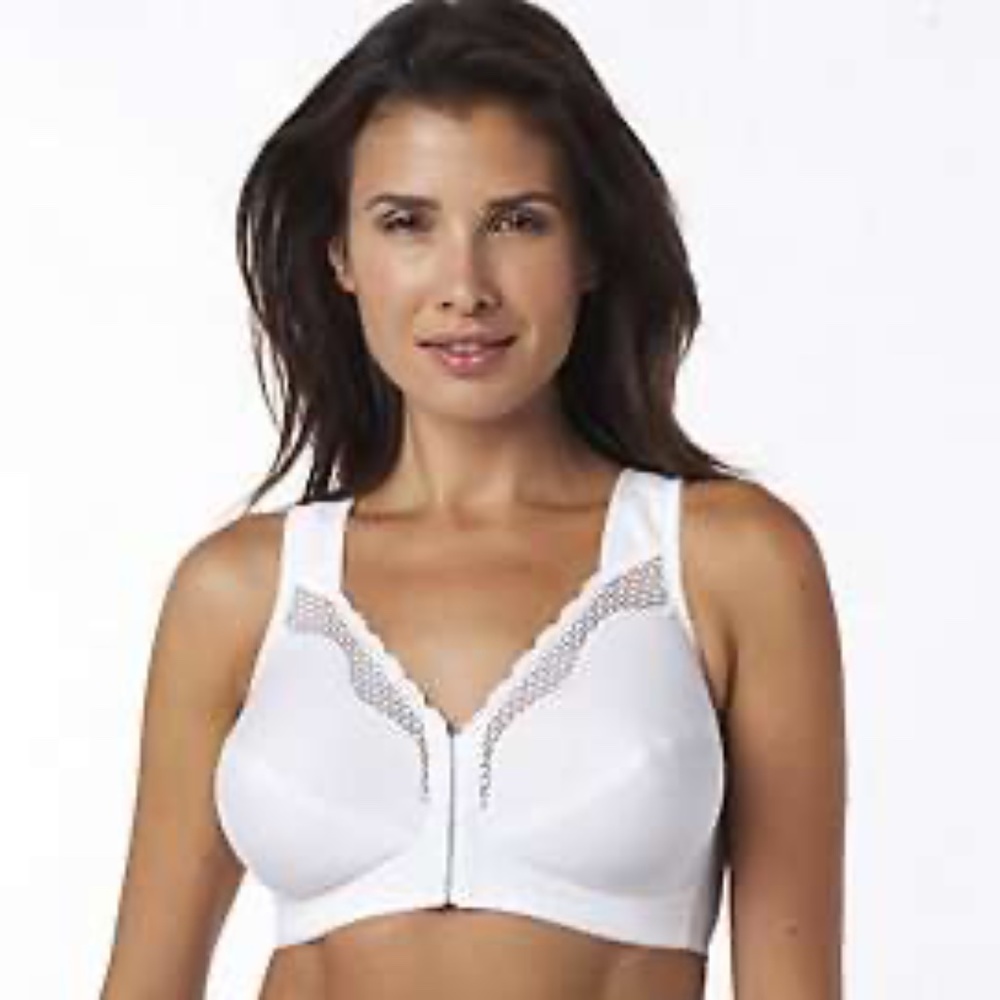 Exquisite Form Cotton-Blend Wire Free Bra, White, 38C